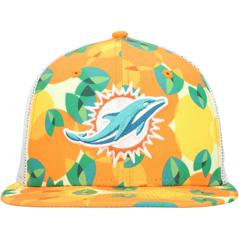 Casquette snapback orange Miami Dolphins Citrus 9FIFTY Trucker de New Era pour homme