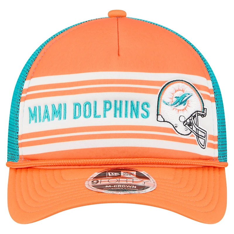Men's New Era  Orange Miami Dolphins  Linear A-Frame 9FORTY Adjustable Hat