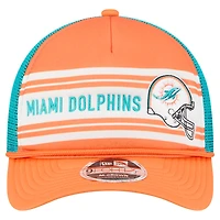 Men's New Era  Orange Miami Dolphins  Linear A-Frame 9FORTY Adjustable Hat