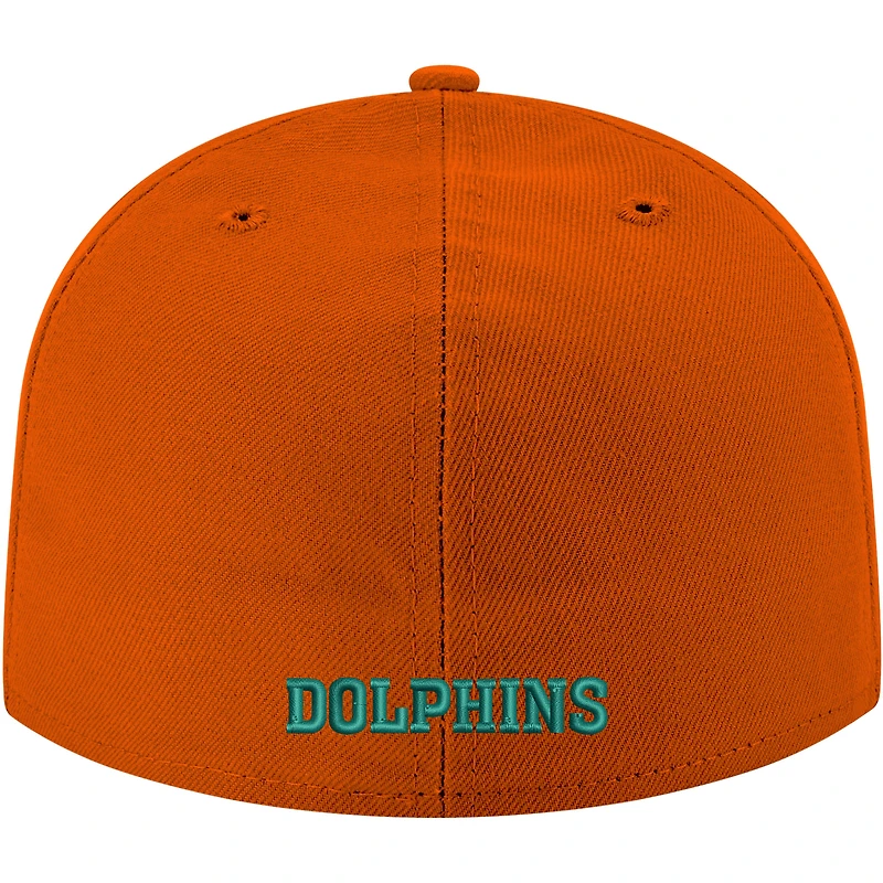 Casquette ajustée New Era Miami Dolphins Omaha Throwback 59FIFTY orange pour homme