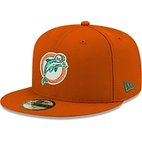 Casquette ajustée New Era Miami Dolphins Omaha Throwback 59FIFTY orange pour homme
