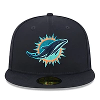 Casquette ajustée 59FIFTY pour homme New Era Pitch Blue Miami Dolphins 2025 Rivalries Collection Fan Pack