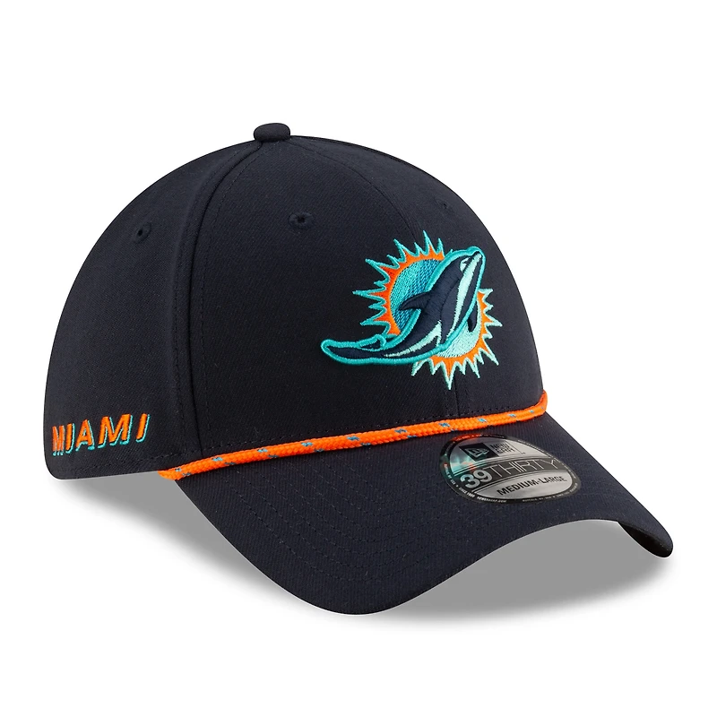 Men's New Era Pitch Blue Miami Dolphins 2025 Rivalries Collection On-Field 39THIRTY Flex Hat