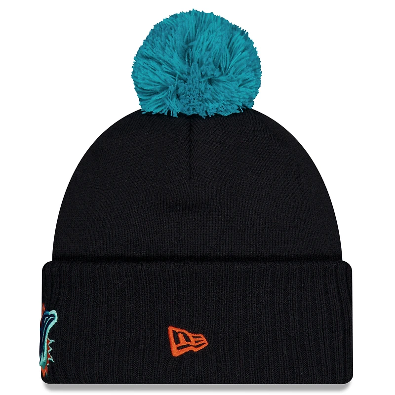 Bonnet à revers et pompon pour homme New Era Pitch Blue Miami Dolphins 2025 Rivalries Collection