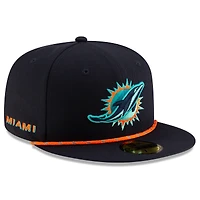 Men's New Era  Pitch Blue Miami Dolphins 2025 Rivalries Collection Sideline Rope 59FIFTY Fitted Hat