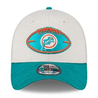 Casquette flexible New Era Stone/Aqua Miami Dolphins 2024 Sideline Historic 39THIRTY pour hommes