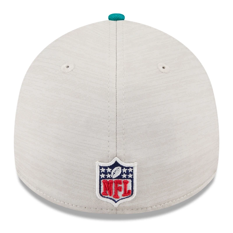 Casquette flexible New Era Stone/Aqua Miami Dolphins 2024 Sideline Historic 39THIRTY pour hommes