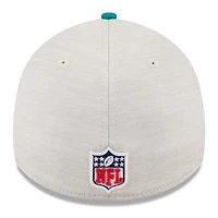 Men's New Era Stone/Aqua Miami Dolphins 2024 Sideline Historic 39THIRTY Flex Hat
