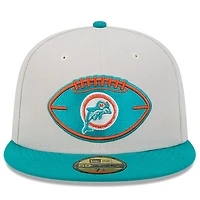 Men's New Era Stone/Aqua Miami Dolphins 2024 Sideline Historic 59FIFTY Fitted Hat