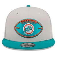 Casquette Snapback 9FIFTY Sideline Historic 2024 pour homme New Era Stone/Aqua Miami Dolphins