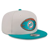 Casquette Snapback 9FIFTY Sideline Historic 2024 pour homme New Era Stone/Aqua Miami Dolphins