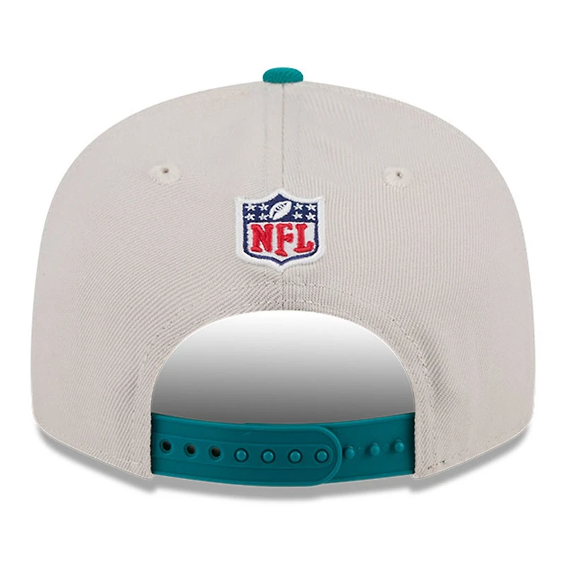 Casquette Snapback 9FIFTY Sideline Historic 2024 pour homme New Era Stone/Aqua Miami Dolphins
