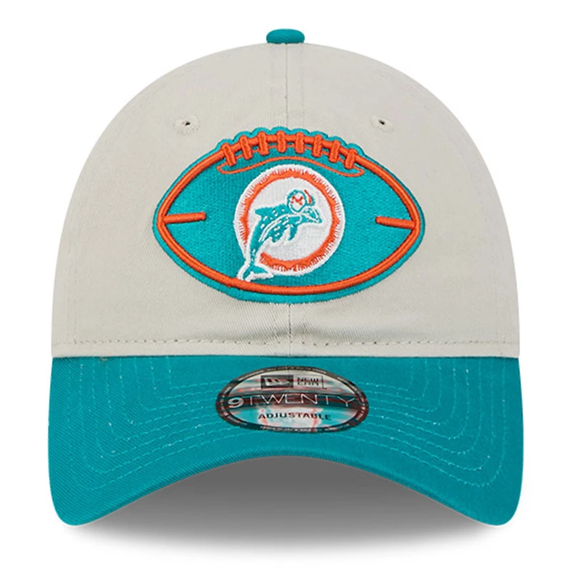 Casquette réglable New Era Stone/Aqua Miami Dolphins 2024 Sideline Historic 9TWENTY pour hommes