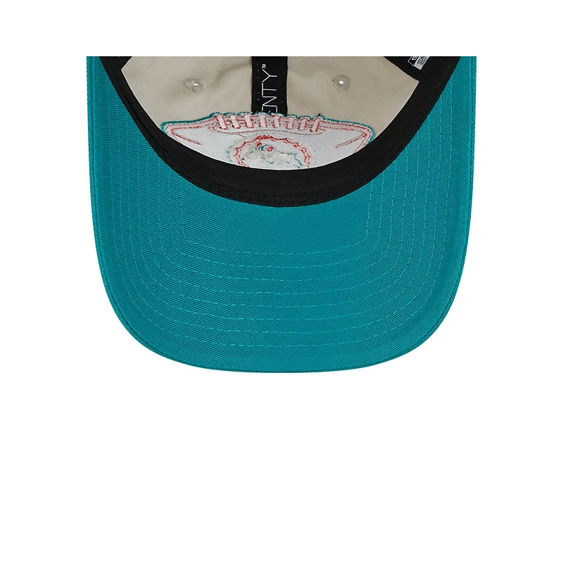 Casquette réglable New Era Stone/Aqua Miami Dolphins 2024 Sideline Historic 9TWENTY pour hommes