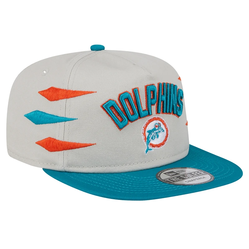 Casquette de golf athlétique à visière snapback pour homme Miami Dolphins de New Era Stone/Aqua
