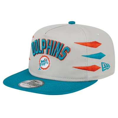 Casquette de golf athlétique à visière snapback pour homme Miami Dolphins de New Era Stone/Aqua