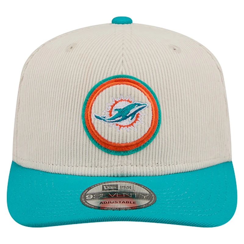 Men's New Era Stone Miami Dolphins Loyal Corduroy 9SEVENTY Adjustable Hat