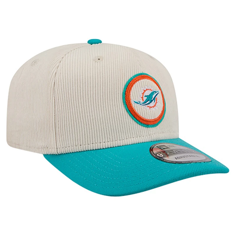 Men's New Era Stone Miami Dolphins Loyal Corduroy 9SEVENTY Adjustable Hat