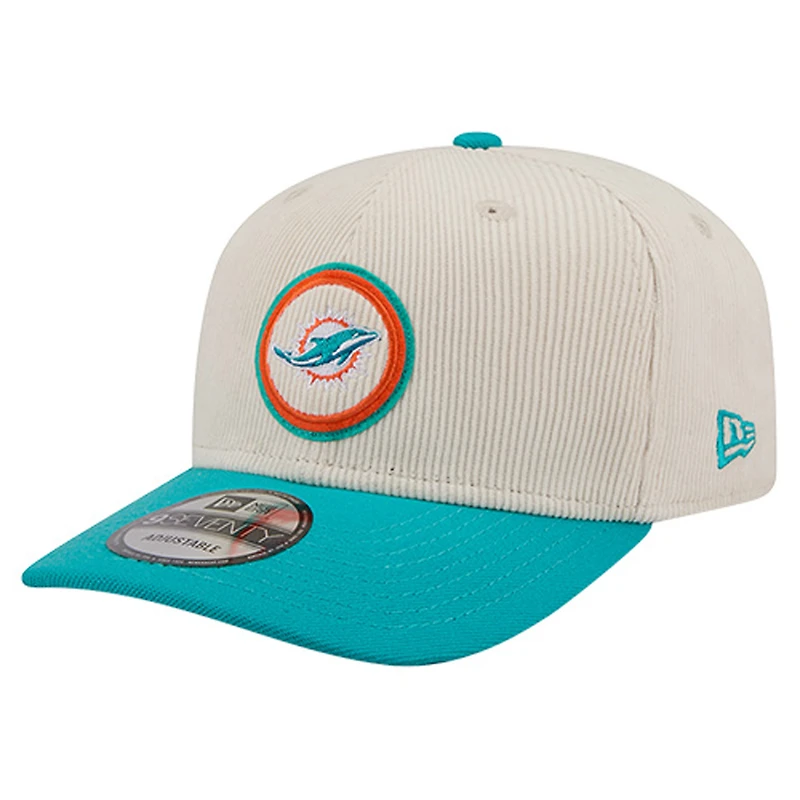 Men's New Era Stone Miami Dolphins Loyal Corduroy 9SEVENTY Adjustable Hat