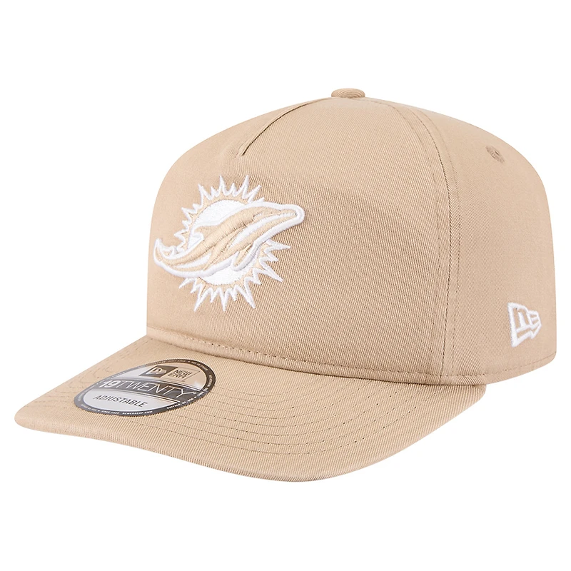 Casquette ajustable 19TWENTY pour homme New Era, couleur beige, des Dolphins de Miami