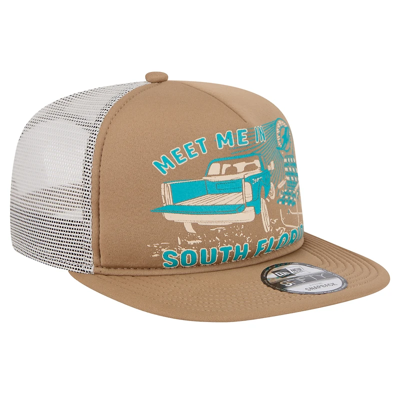 Men's New Era Tan Miami Dolphins Meet Me 9FIFTY Snapback Hat