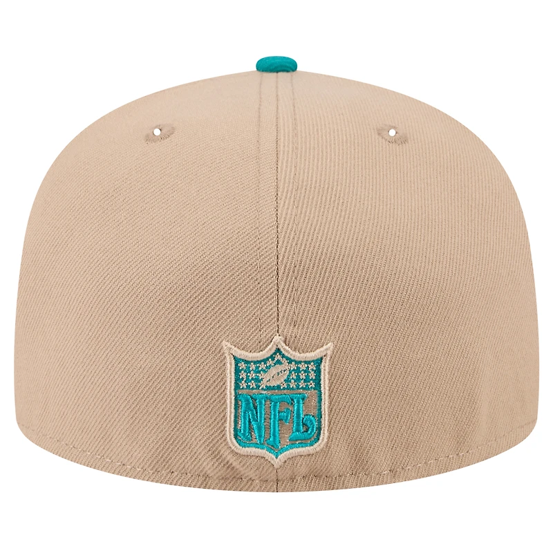 Men's New Era Tan Miami Dolphins  Throwback Logo Main 59FIFTY Fitted Hat