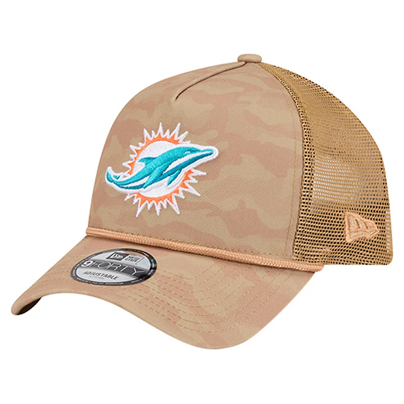 Casquette ajustable 9FORTY pour homme New Era, motif camouflage blé, Miami Dolphins, couleur tan