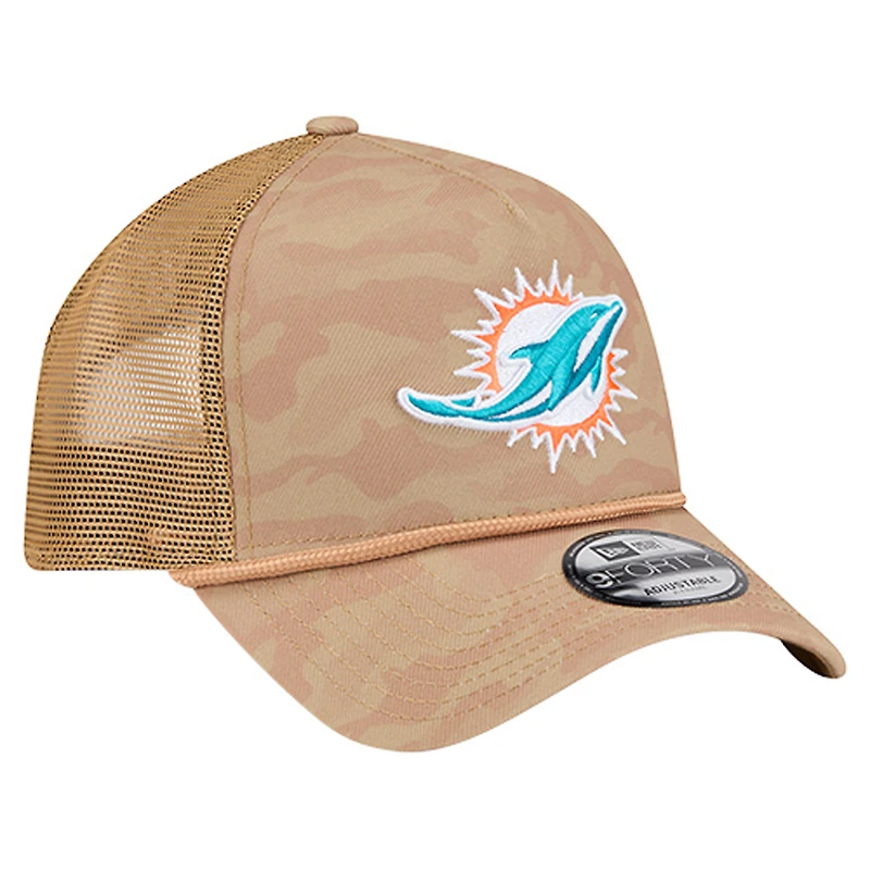 Men's New Era  Tan Miami Dolphins Wheat Camo 9FORTY Adjustable Hat