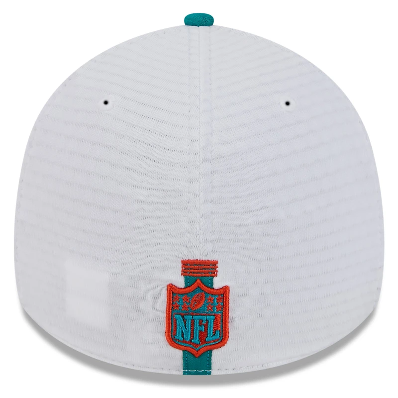 Men's New Era White/Aqua Miami Dolphins 2024 NFL Training Camp 39THIRTY Flex Hat