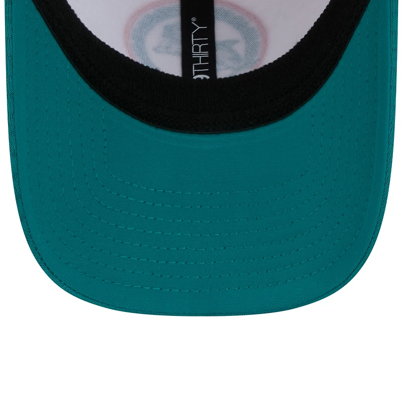 Men's New Era White/Aqua Miami Dolphins 2024 NFL Training Camp 39THIRTY Flex Hat