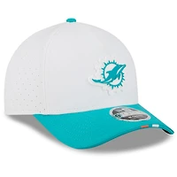 Men's New Era  White/Aqua Miami Dolphins 2025 NFL Training Camp A-Frame 9FORTY Adjustable Hat