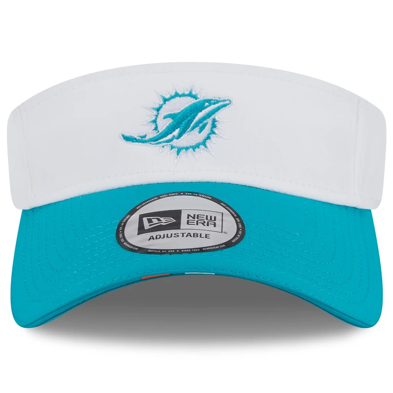 Men's New Era White/Aqua Miami Dolphins 2025 NFL Training Camp Adjustable Visor