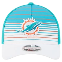 Casquette ajustable New Era blanche/aqua pour homme, modèle Adventure Gradient 9FORTY M-Crown A-Frame des Dolphins de Miami