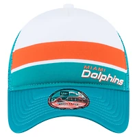 Casquette ajustable à blocs de couleurs Miami Dolphins 9FORTY A-Frame Trucker blanche/aqua New Era pour homme