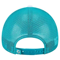 Casquette ajustable à blocs de couleurs Miami Dolphins 9FORTY A-Frame Trucker blanche/aqua New Era pour homme
