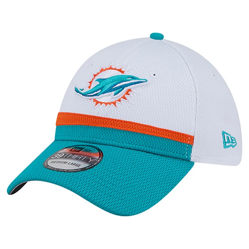 Casquette New Era 39THIRTY Flex blanche/aqua pour homme des Miami Dolphins Dashmark Rays