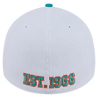 Casquette New Era 39THIRTY Flex blanche/aqua pour homme des Miami Dolphins Dashmark Rays