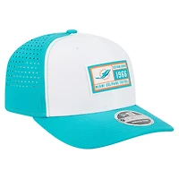 Casquette ajustable New Era 9SEVENTY blanche/aqua pour homme, Miami Dolphins Established Patch