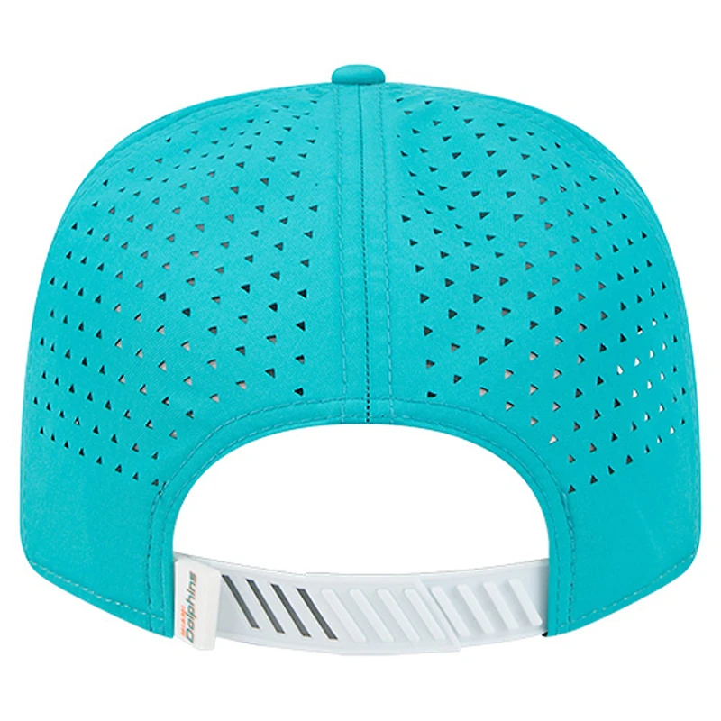 Casquette ajustable New Era 9SEVENTY blanche/aqua pour homme, Miami Dolphins Established Patch