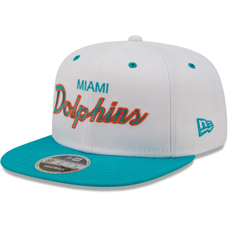 Casquette Snapback 9FIFTY Original Miami Dolphins Sparky New Era pour homme, blanc/aqua