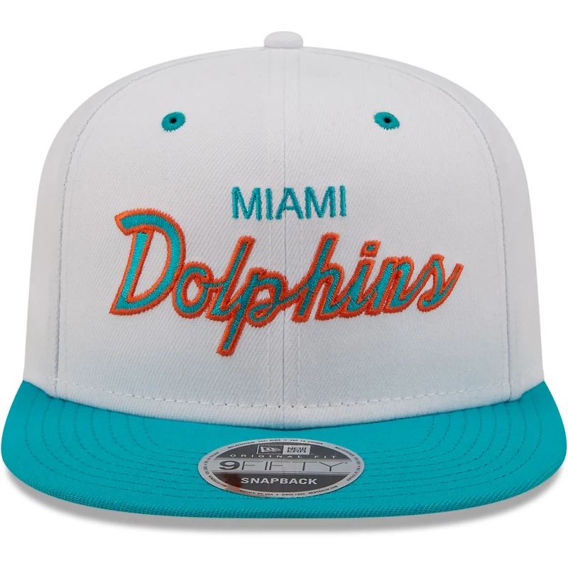 Casquette Snapback 9FIFTY Original Miami Dolphins Sparky New Era pour homme, blanc/aqua