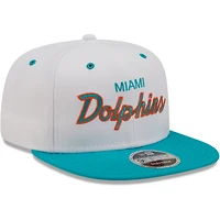Men's New Era White/Aqua Miami Dolphins Sparky Original 9FIFTY Snapback Hat