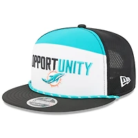 Men's New Era White/Black Miami Dolphins 2025 Inspire Change Split Panel 9FIFTY Snapback Hat