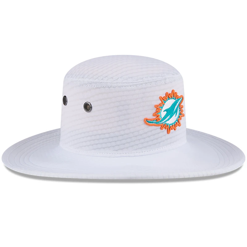 Chapeau bob Panama New Era pour hommes, blanc, Miami Dolphins 2024 NFL Training Camp