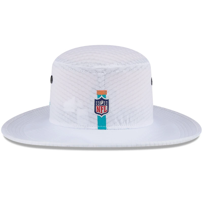 Chapeau bob Panama New Era pour hommes, blanc, Miami Dolphins 2024 NFL Training Camp