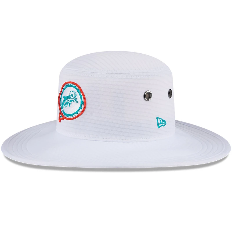 Chapeau bob Panama New Era pour hommes, blanc, Miami Dolphins 2024 NFL Training Camp