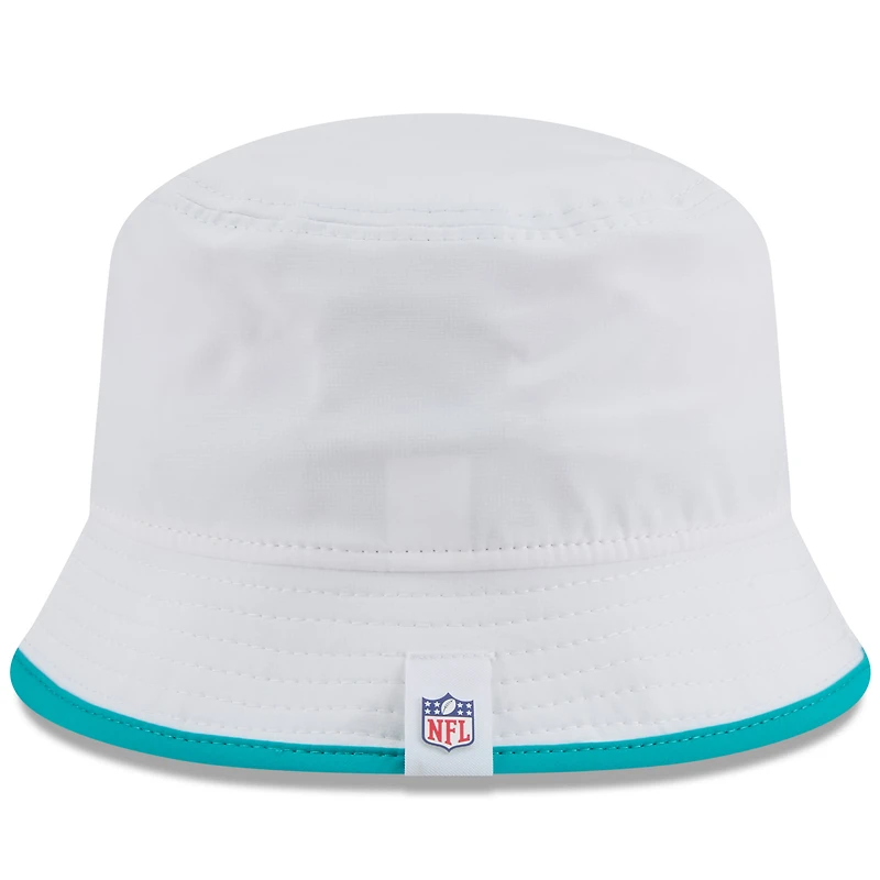 Men's New Era  White Miami Dolphins 2025 NFL Training Camp Stretch Bucket Hat