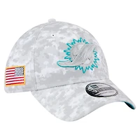 Casquette New Era blanche Miami Dolphins 2025 Salute to Service pour homme, pack fan 39THIRTY Flex
