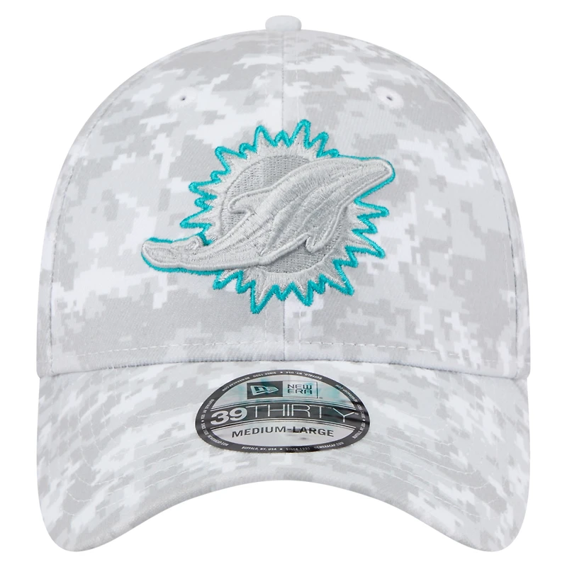 Men's New Era White Miami Dolphins 2025 Salute to Service Fan Pack 39THIRTY Flex Hat