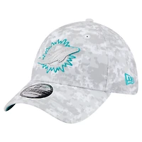 Casquette New Era blanche Miami Dolphins 2025 Salute to Service pour homme, pack fan 39THIRTY Flex